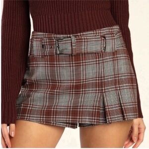 Free People Sage Plaid Skort NEW